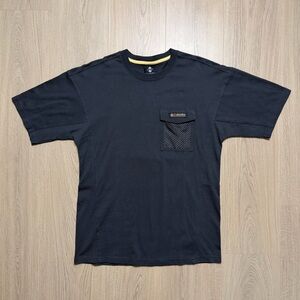 Columbia Painted Peak Short Sleeve Pocket T-Shirt Mens Small Gray Yellow Cotton